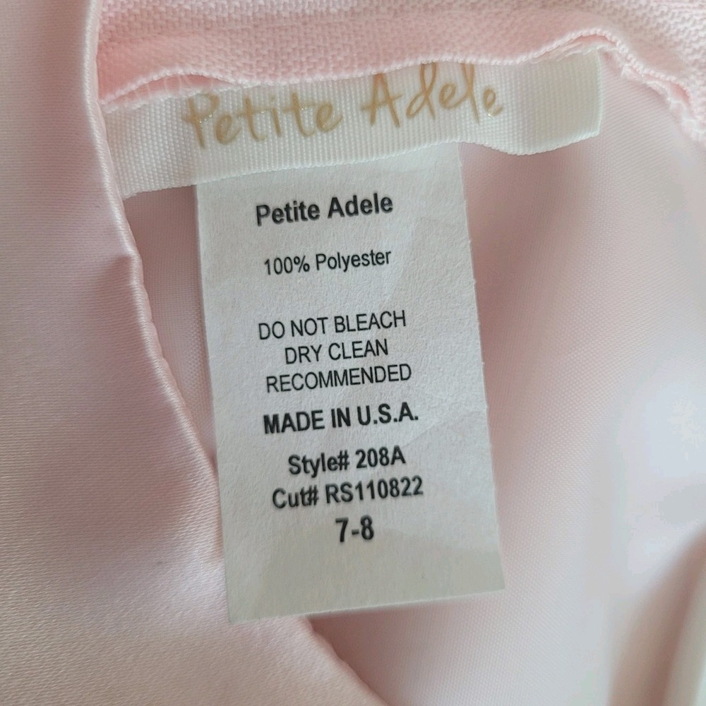 NWT Petite Adele Girls Pink Ball Gown Dress 7-8 Beaded Rhinestone Formal **FLAW - Picture 9 of 11